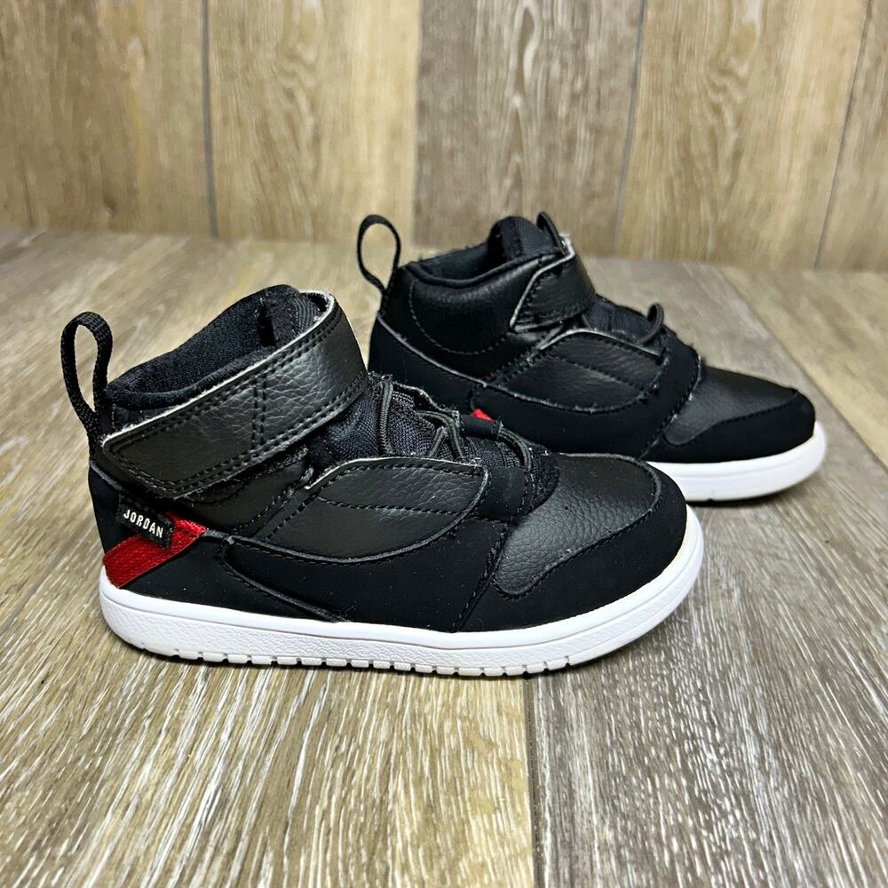 Jordan Fadeaway Mid Top Black Red Hook & Loop US Youth Toddler 9C Sneaker Shoes